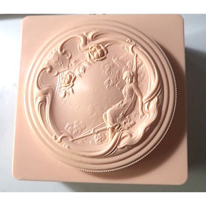 Evyan White Shoulders Vintage Dusting Powder with Puff Art Deco Goddess